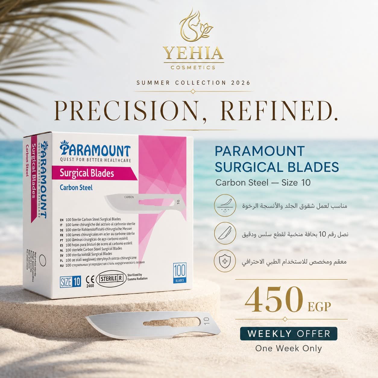 Paramount Disposable Surgical Blades Carbon Steel - Size 10 (Box of 100 PCS)