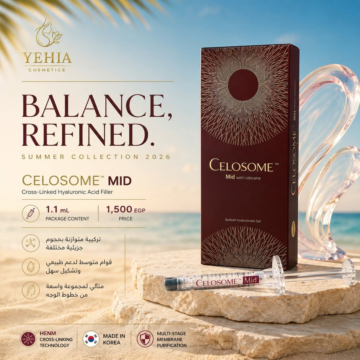 CELOSOME MID Cross-Linked Hyaluronic Acid Filler with Lidocaine (1.1 ml)